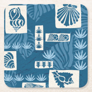 Kua Bay Hawaiian Undersea Shells Square Paper Coaster