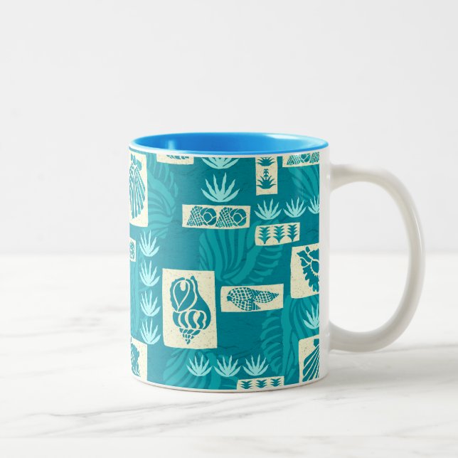 Kua Bay Hawaiian Undersea Shells Two-Tone Coffee Mug (Right)