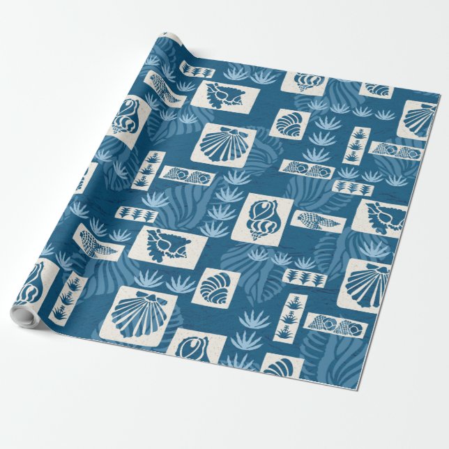 Kua Bay Hawaiian Undersea Shells Wrapping Paper (Unrolled)