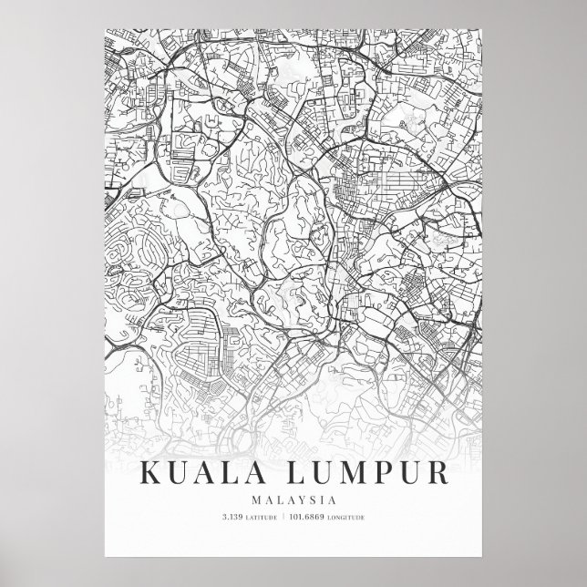 Kuala Lumpur City Map Poster (Front)