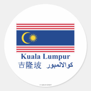 Kuala Lumpur flag with name Classic Round Sticker