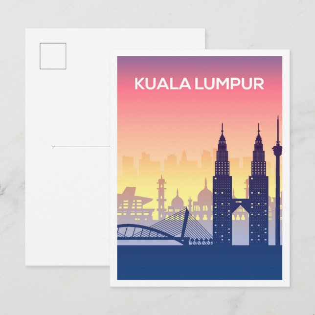 Kuala Lumpur Malaysia Art Travel Illustration Postcard (Front/Back)