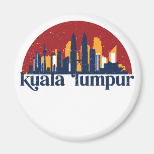 Kuala Lumpur Malaysia Retro City Skyline Cityscape Magnet