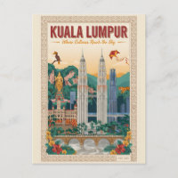 Kuala Lumpur Malaysia Retro Travel Poster Art