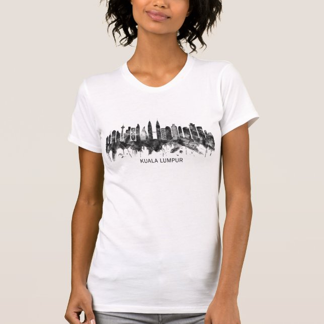 Kuala Lumpur Malaysia Skyline BW T-Shirt (Front)