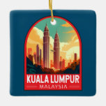 Kuala Lumpur Malaysia Travel Art Vintage Ceramic Ornament<br><div class="desc">Kuala Lumpur retro travel design. The city is also home to British colonial-era landmarks such as the Kuala Lumpur Railway Station and the Sultan Abdul Samad Building.</div>