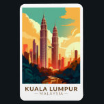 Kuala Lumpur Malaysia Travel Art Vintage Magnet<br><div class="desc">Kuala Lumpur retro travel design. The city is also home to British colonial-era landmarks such as the Kuala Lumpur Railway Station and the Sultan Abdul Samad Building.</div>