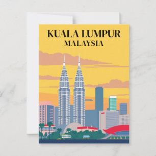 Kuala Lumpur Malaysia Vintage Towers Cityscape  Postcard