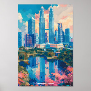 Kuala Lumpur Malaysia Vintage Travel Poster