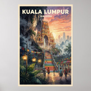 Kuala Lumpur Malaysia Vintage Travel Poster