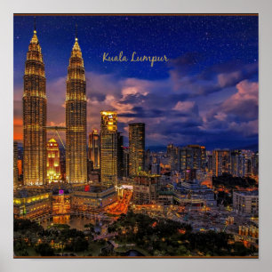 Kuala Lumpur skyline at night Poster