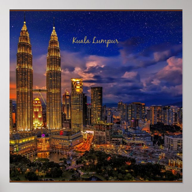 Kuala Lumpur skyline at night Poster (Front)