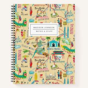 Kuala Lumpur yellow city map all-over print Notebook