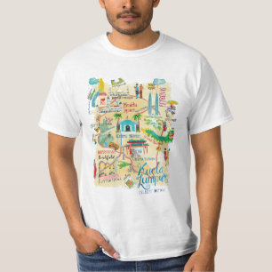 Kuala Lumpur yellow illustrative travel map T-Shirt