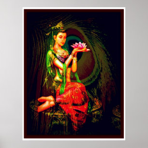 Kuan Yin and The  Peacock Feather Poster