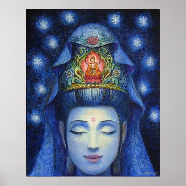 Kuan Yin Buddha Meditation Art Poster Print (Front)