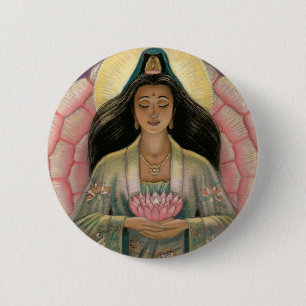 Kuan Yin Goddess of Compassion 6 Cm Round Badge