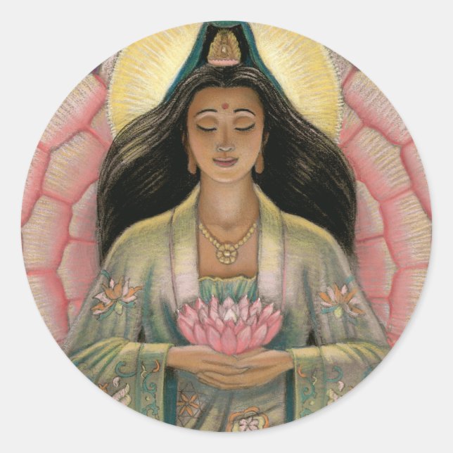 Kuan Yin Goddess of Compassion Classic Round Sticker (Front)