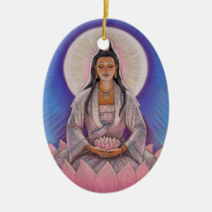 Kuan Yin Oval Christmas Ornament