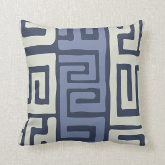 Kuba Cloth Inspired Cool Earth Colours Geometric Cushion