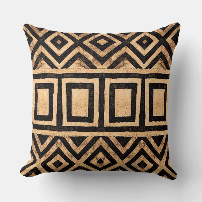 Kuba Cloth Pattern Square Pillow (Front)