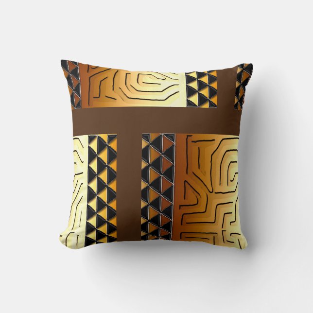Kuba Culture • Afrocentric Geometric Throw Pillow (Front)