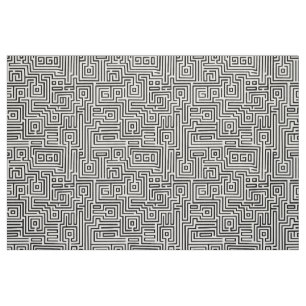 Kuba Maze Style 221019 - Black on White Fabric