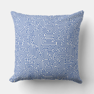 Kuba Maze Style 221019 - Navy on White Cushion