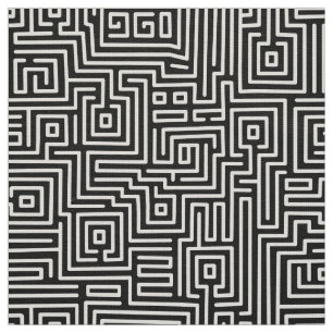 Kuba Maze Style 221019 - White and Black Fabric