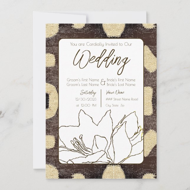 Kuba Mud Cloth Pattern Tribal African Wedding Invitation (Front)