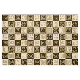 Kuba Style Pattern 071019 (01) - B&W on Gold Fabric