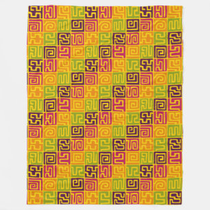 Kuba Style Pattern 071019 - Colourful Fleece Blanket