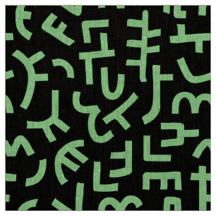 Kuba Style Pattern 121019 - Mint Green on Black Fabric