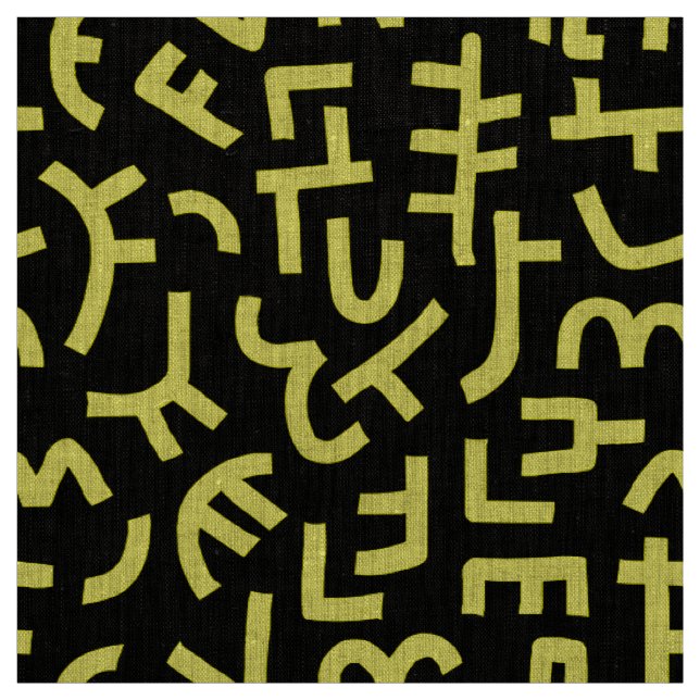 Kuba Style Pattern 121019 - Yellow on Black Fabric (Swatch)