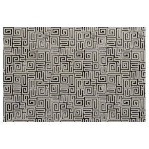 Kuba Style Pattern 280922 - White on Black Fabric