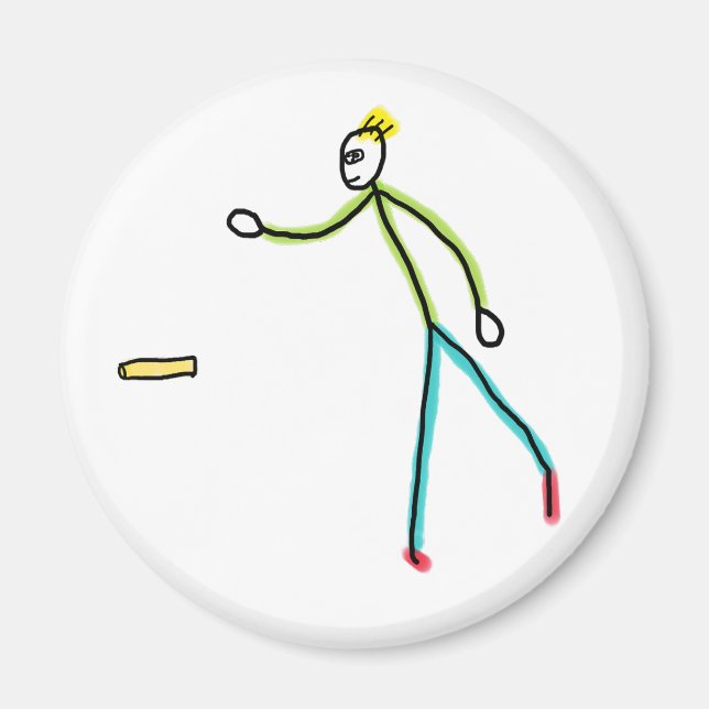 Kubb Playing Stickman Magnet (Front)