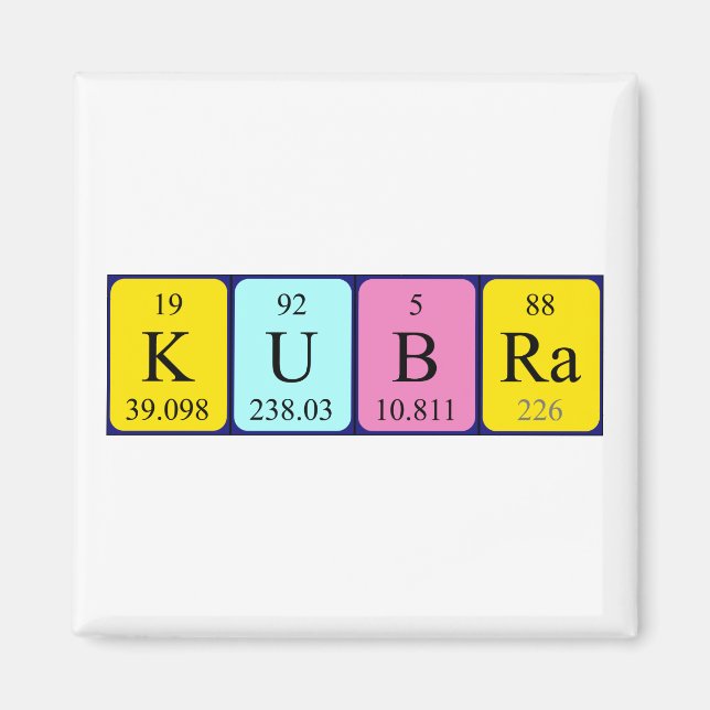 Kübra periodic table name magnet (Front)