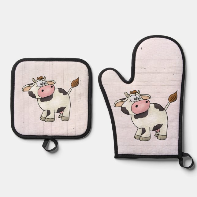 Kuh Oven Mitt & Pot Holder Set (Front)