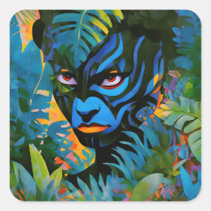 “Kuiráya” – Painted Leaf - Women In Amazonia Square Sticker