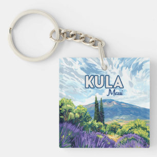 Kula Maui Haleakala Hawaii Lavender Retro Key Ring