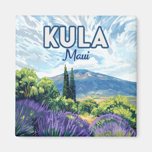 Kula Maui Haleakala Hawaii Lavender Retro Magnet (Front)