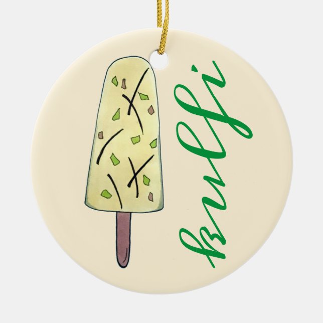 Kulfi Qulfi Indian Food Ice Cream Frozen Dessert Ceramic Ornament (Front)