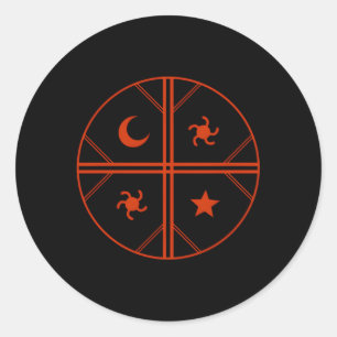 Kultrun Mapuche Sha Drum Sun Moon Star Symbology Classic Round Sticker