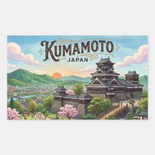 Kumamoto postcard rectangular sticker