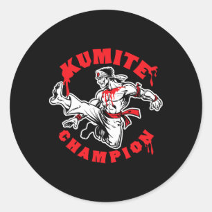 Kumite Champion Blood Sports Karate Kung Fu Kick  Classic Round Sticker