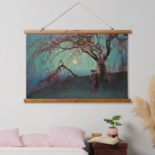 Kumoi Cherry Trees 1920 Japanese woodblock print Hanging Tapestry