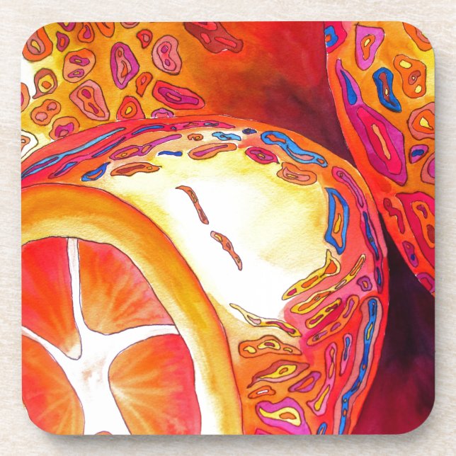 Kumquats orange citrus watercolour fruit art coaster (Front)