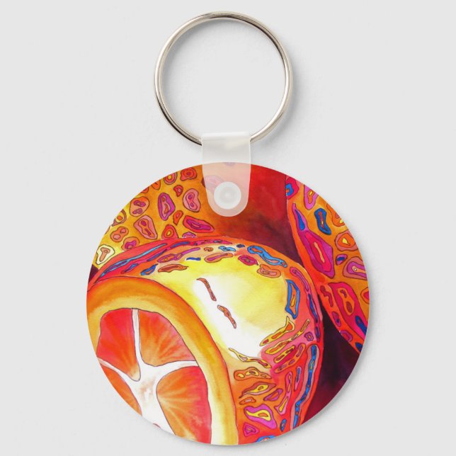 Kumquats orange citrus watercolour fruit art key ring (Front)