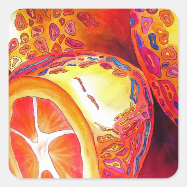Kumquats orange citrus watercolour fruit art square sticker (Front)