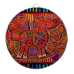 Kuna Indian Baby Elephant - Mola Folk Art Dartboard